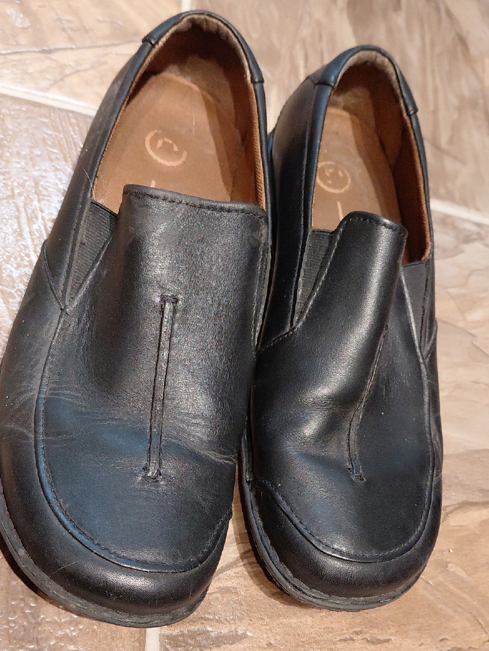 Women's Black Leather Slip-On Loafers